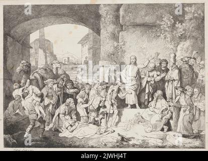 Chrystus uzdrawiający chorych (tzw. wielka wersja). Dietrich, Christian Wilhelm Ernst (1712-1774), graphiste, Zingg, Adrian (1734-1816), graphiste Banque D'Images