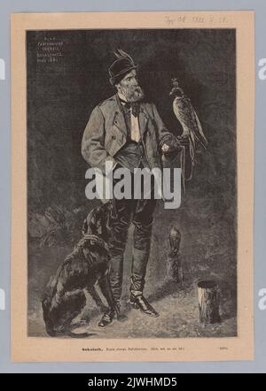 Reproduction du dessin: Bakałowicz, Władysław (1831-1904), The Falconer; de: 'Tygodnik Ilustrowany' 1882, 2, 56. Tygodnik Ilustrowany (Warszawa ; czasopismo ; 1859-1939), éditeur, inconnu, coupe-bois Banque D'Images