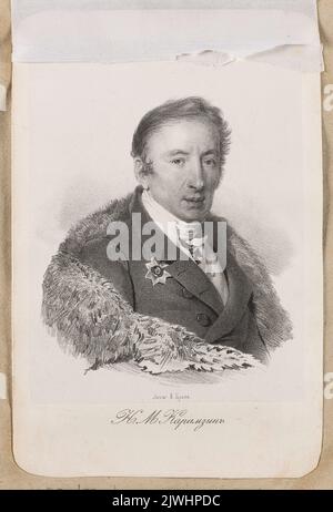 Portrait de Nikolay Mikhaïlovich Karamazin. Kray, Karl (Petersburg ; zakład litograficzny ; fl. Ca 1830-1850), atelier de lithographie, Inconnu, graphiste, Tropinin, Vasily (rosyjski malarz, 1776-1857), peintre Banque D'Images