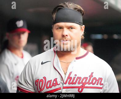 St. Louis, États-Unis. 05th juin 2022. Les ressortissants de Washington, Luke dit, marche dans le dugout avant un match contre les cardinaux de Saint-Louis au stade Busch de Saint-Louis sur 5 septembre 2022. Photo par Bill Greenblatt/UPI crédit: UPI/Alay Live News Banque D'Images