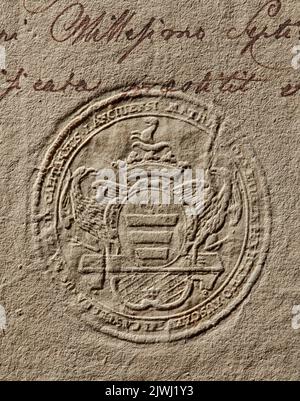 Sceau de Maciej Józef Łuszczewski, Starost de Łęczyca. Łuszczewski, Maciej Józef (?- 1791), signataire Banque D'Images