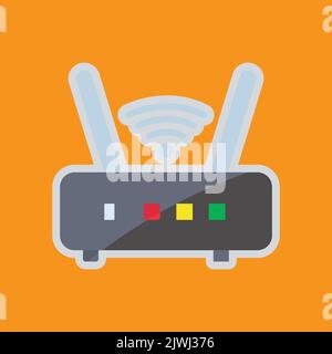 Icône sans fil, point d'accès. Icône en rapport avec l'électronique, technologie. Style d'icône plate. Convient aux autocollants et aux tirages. Conception simple modifiable Illustration de Vecteur