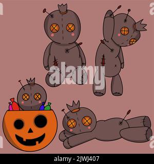 Poupées Voodoo pour célébrer et décorer pour Halloween Illustration de Vecteur