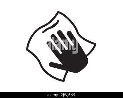 Icône de nettoyage. La main nettoie la surface avec un chiffon, une serviette. Protection et protection contre les virus. Icône vecteur. Illustration de Vecteur