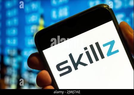 Chine. 25th juillet 2022. Dans cette illustration, le logo Skillz de la plate-forme de compétition multijoueur mobile en ligne s'affiche sur l'écran d'un smartphone. (Credit image: © Budrul Chukrut/SOPA Images via ZUMA Press Wire) Banque D'Images