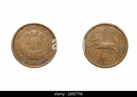 Une pièce de monnaie année 1952, avant et arrière, Inde Banque D'Images