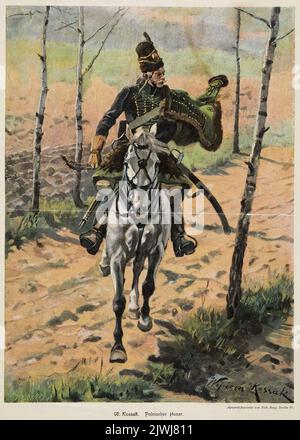 Reproduction du dessin: Wojciech Kossak (1856-1942), Polnischer Husar; extrait d'un magazine de langue allemande. Bong, Richard (1853-1935), artiste graphique, inconnu, éditeur Banque D'Images