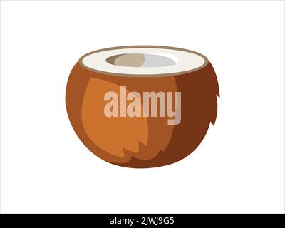 Un demi-noix de coco. Noix de coco en forme de coupe. Illustration vectorielle plate isolée sur fond blanc. Illustration de Vecteur