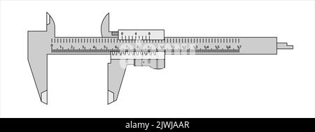 Étrier. Outil de mesure et instrument pour des mesures de haute précision des dimensions externes et internes. Illustration vectorielle isolée sur b blanc Illustration de Vecteur