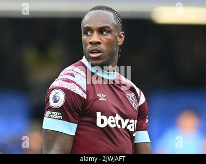 03 sept 2022 - Chelsea v West Ham United - Premier League - Stamford Bridge West Ham Michail Antonio pendant le match au Stamford Bridge photo : Mark pain / Alay Live News Banque D'Images