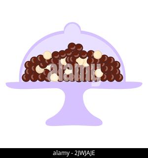 Bonbons colorés isolés sur fond blanc. Assortiment de sucettes colorées, bonbons au caramel et fraises enrobés de chocolat. Art plat Illustration de Vecteur