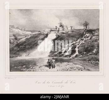 Vue sur la cascade de Coo près de Spa (dans: Les déglaces de Spa et de ses environs). Fourmois, Théodore (1814-1871), graphiste, Dewasme-Plétinckx, Antoine (1797-1851), éditeur Banque D'Images