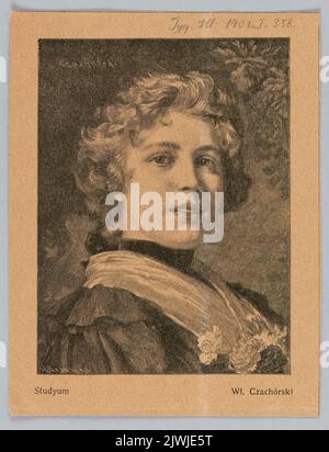 Reproduction d'une peinture: Władysław Czachórski (1850-1911), A Study ; de: 'Tygodnik Ilustrowany' 1904, no 3, p. 43. Tygodnik Ilustrowany (Warszawa ; czasopismo ; 1859-1939), éditeur, Gedan, H., coupe-bois Banque D'Images