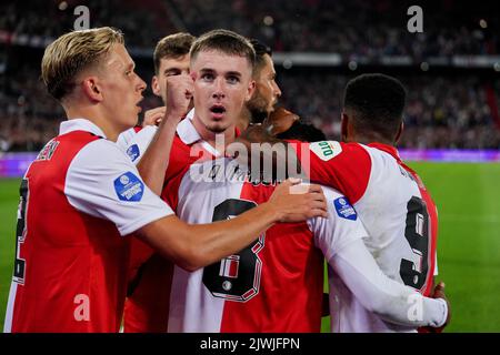 Rotterdam - Marcus Holmgren Pedersen de Feyenoord, Jacob Rasmussen de Feyenoord, Patrick Walemark de Feyenoord, David Hancko de Feyenoord pendant le m Banque D'Images
