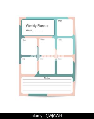 Plan hebdomadaire. Modèles de notes, listes de tâches. Organisateur, planificateur, calendrier pour vos conceptions. Arrière-plan vectoriel abstrait Illustration de Vecteur