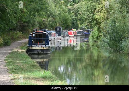 Des bateaux à rames sur le canal d'Oxford près du village de Thrupp, dans le nord du comté d'Oxfordshire Banque D'Images