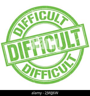 TEXTE DIFFICILE écrit mot sur le signe rond vert timbre Banque D'Images