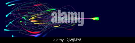 Flux de données, information infini. Empreinte numérique, collecte de données, Big Data. Âme, esprit et intelligence artificielle. 3D illustration de l'entrelacement Banque D'Images