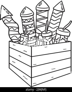 Feux d'artifice de la nouvelle année à coloration isolée Crate Illustration de Vecteur