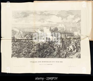 La bataille de Montebello le 20 mai 1859. Linton, Henry Duff (1815-1899), graphiste, doré, Gustave (1832-1883), rapporteur pour avis, caricaturiste, Baumann, Alexis, éditeur Banque D'Images