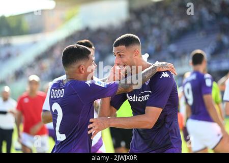 Florence, Italie. 03rd septembre 2022. Dodo et Mandragora pendant l'ACF Fiorentina vs Juventus FC, football italien série A match à Florence, Italie, 03 septembre 2022 crédit: Agence de photo indépendante/Alamy Live News Banque D'Images
