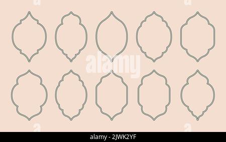 Ensemble de fenêtres et de cadres orientaux. Formes islamiques de style abstrait minimaliste. Illustration vectorielle. Illustration de Vecteur