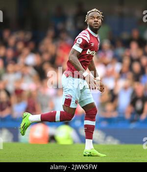 03 septembre 2022 - Chelsea v West Ham United - Premier League - Stamford Bridge West Ham Maxwell Cornet pendant le match au Stamford Bridge. Image : Mark pain / Alamy Live News Banque D'Images