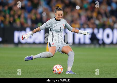 Sydney, Australie. 06th septembre 2022. Kailen Sheridan, du Canada, a donné un coup de pied à l'équipe féminine lors du match amical entre CommBank Matilda (Australia Women) et Canada Women au stade Allianz, Sydney, en Australie, le 6 septembre 2022. Photo de Peter Dovgan. Utilisation éditoriale uniquement, licence requise pour une utilisation commerciale. Aucune utilisation dans les Paris, les jeux ou les publications d'un seul club/ligue/joueur. Crédit : UK Sports pics Ltd/Alay Live News Banque D'Images