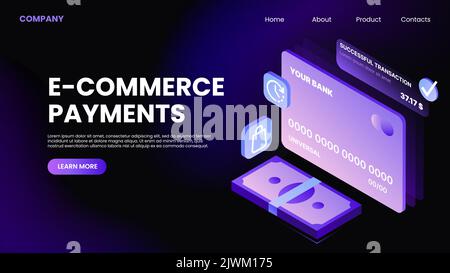 Paiements de commerce électronique. Modèle de page Web de renvoi de gradient. Illustration vectorielle Illustration de Vecteur