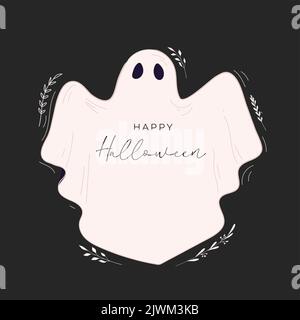 Cartes d'Halloween élégantes et propres, noires et roses, bannières, publication et impression sur les réseaux sociaux. Illustration de Vecteur