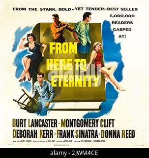 D'ici jusqu'à Eternity (Columbia, 1953). Avec Burt Lancaster, Frank Sinatra, Montgomery Clift, Deborah Kerr, Donna Reed, Philip Ober, Mickey Shaughnessy, Harry Bellaver, Ernest Borgnine, Jack Warden, Merle Travis et Tim Ryan. Réalisé par Fred Zinnemann. Banque D'Images