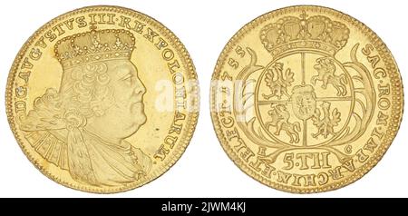 août d'or. Août III SAS (król polski ; 1733-1763), règle, Croll, Ernest Dietrich (fl. 1753-1763), moneyer Banque D'Images