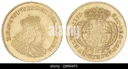 août d'or. Août III SAS (król polski ; 1733-1763), règle, Croll, Ernest Dietrich (fl. 1753-1763), moneyer Banque D'Images