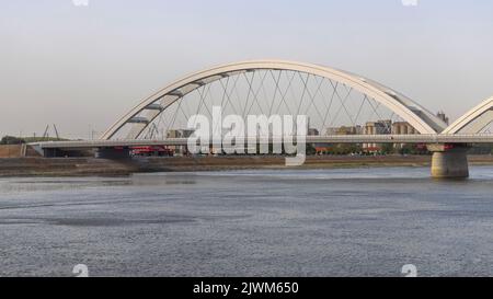 Pont Zezelj sur le Danube à Novi Sad Serbie été Banque D'Images