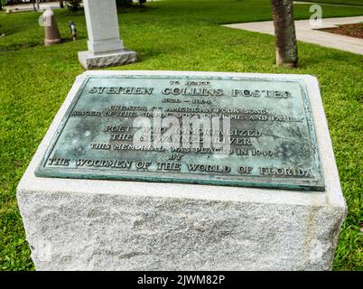 Memorial en l'honneur du légendaire auteur-compositeur de Floride Stephen Foster qui a immortalisé la rivière Suwannee dans sa musique. Banque D'Images