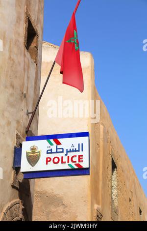 EL JADIDA, MAROC - 23 FÉVRIER 2022 : poste de police dans la ville d'El Jadida, Maroc. El Jadida est une destination touristique importante inscrite comme Worl de l'UNESCO Banque D'Images