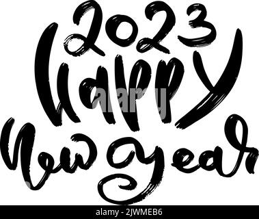 Bonne année 2023. Modèle moderne de lettrage à la brosse pour les fêtes. Illustration vectorielle. Illustration de Vecteur