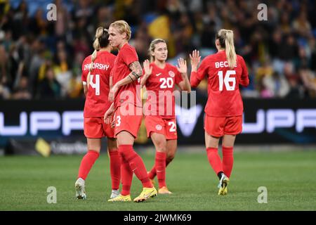 Sydney, Australie. 06th septembre 2022. L'équipe canadienne célèbre la victoire lors du match international féminin entre les Matildes d'Australie et le Canada au stade Allianz de 06 septembre 2022 à Sydney, en Australie. Credit: Izhar Ahmed Khan/Alamy Live News/Alamy Live News Banque D'Images