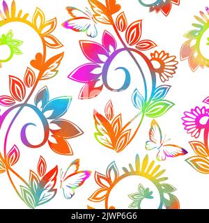 Arrière-plan coloré sans couture avec éléments graphiques irisés vintage. Illustration vectorielle Illustration de Vecteur