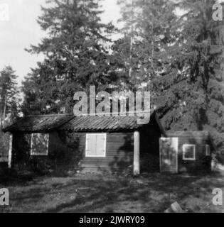 Cabane à bétail dans les limites de la ville. Le gîte du bétail de Brorsberg, Norrlandet. Fäbodstuga inom stadens gränser. Brorsbergs fäbodstuga, Norrlandet. Banque D'Images