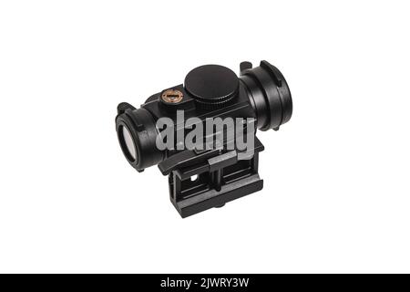 Collimateur optique moderne. Dispositif de visée pour la prise de vue sur de courtes distances. Isoler sur un fond blanc. Banque D'Images