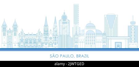 Aperçu Skyline panorama de la ville de Sao Paulo, Brésil - illustration vectorielle Illustration de Vecteur