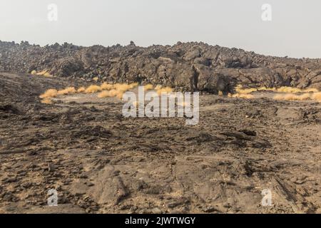 Champ de lave au volcan Erta Ale dans la dépression d'Afar, en Éthiopie Banque D'Images