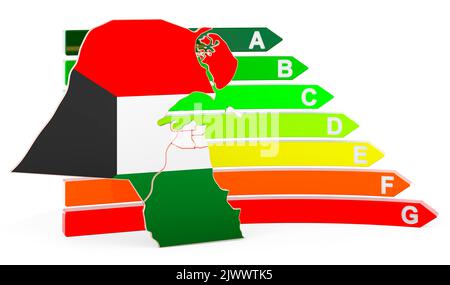 Carte koweïtienne avec indice d'efficacité énergétique, 3D rendu isolé sur fond blanc Banque D'Images