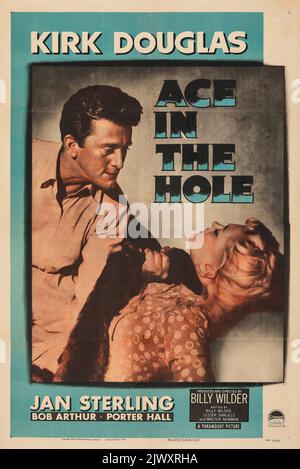 ACE in the Hole (Paramount, 1951). Une affiche de film en feuille. Film Noir - autre titre - le Grand Carnaval. Kirk Douglas. Banque D'Images