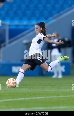 Oslo, Norvège 06 septembre 2022, Sara Maliqi d'Albanie en action pendant le match de qualification de football féminin de la coupe du monde de la FIFA, groupe F entre la Norvège et l'Albanie au stade Ullevaal d'Oslo, Norvège. Credit: Nigel Waldron/Alamy Live News Banque D'Images