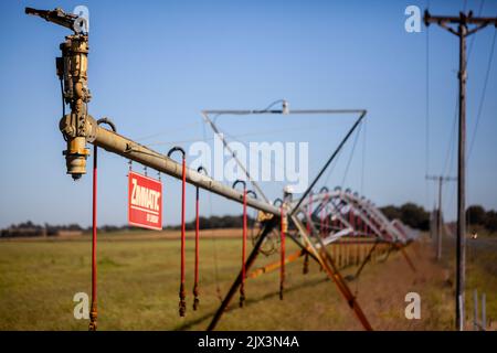 Système d'irrigation à pivot central de Zimmatic. Banque D'Images