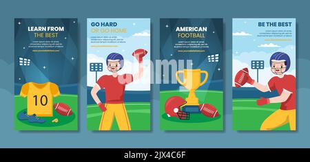 American football Sports Player social Media Stories Template dessin main dessin dessin dessin dessin dessin dessin dessin dessin dessin dessin animé Illustration de Vecteur