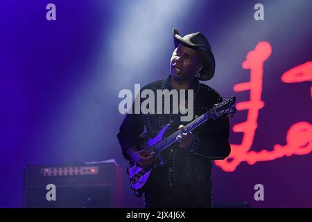 Rio de Janeiro, Brésil, 2 septembre 2022. Le guitariste Vernon Reid du groupe de rock Living Color, lors d'un concert à Rock in Rio dans la ville de Rio de Banque D'Images