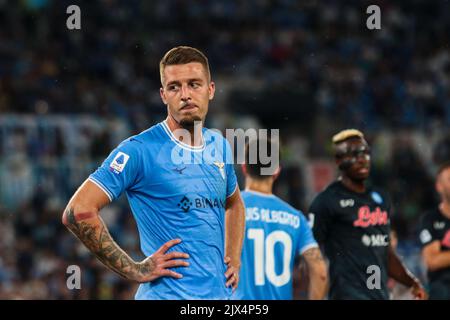 Rome, Italie 3rd septembre 2022: Sergej Milinkovic-Savic de SS LAZIO gestes pendant la série italienne Un match de football 202223 entre S.S. Lazio et S.S.C. Napoli au stade Olimpico Banque D'Images